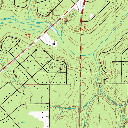Topographic Map of Fowler Cemetery, FL