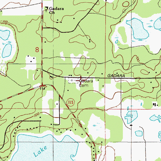 Topographic Map of Gadara Cemetery, FL