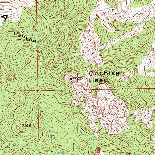 Topographic Map of Cochise Head, AZ