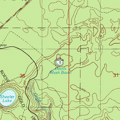 Topographic Map of Devils Wash Basin, FL
