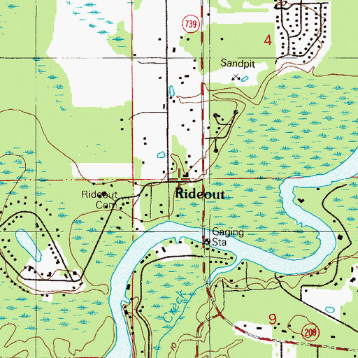 Topographic Map of Rideout, FL