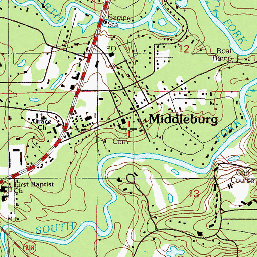 Topographic Map of Middleburg Methodist Cemetery, FL
