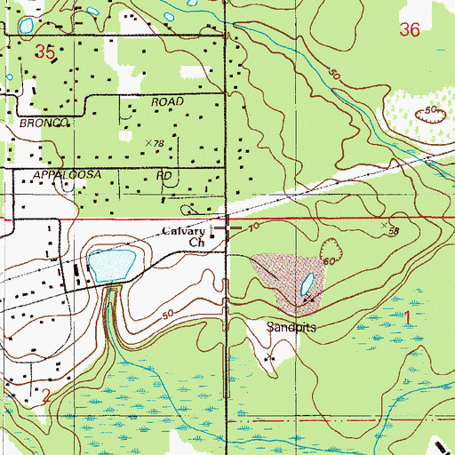 Topographic Map of Calvary Baptist Church, FL