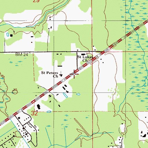 Topographic Map of Saint Peters Church, FL