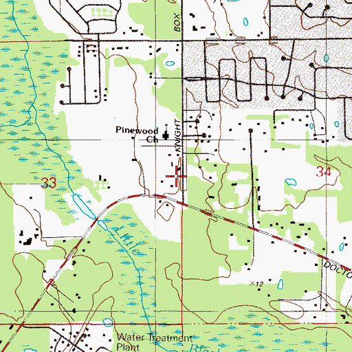 Topographic Map of Pinewood Church, FL