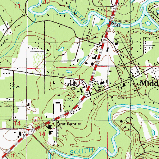Topographic Map of Grace Baptist Church, FL