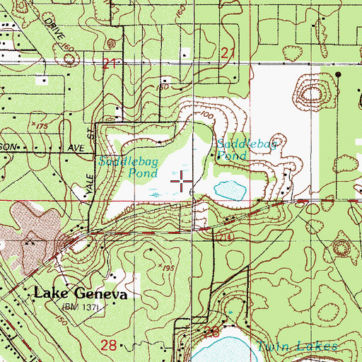 Topographic Map of Saddlebag Pond, FL