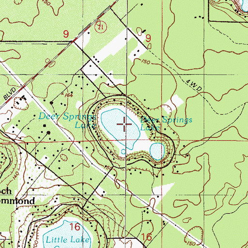 Topographic Map of Deer Springs Lake, FL