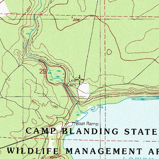 Topographic Map of Lee Cemetery, FL