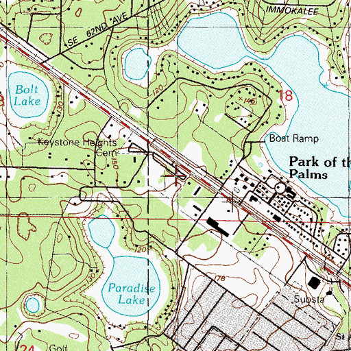 Topographic Map of Keystone Heights Cemetery, FL