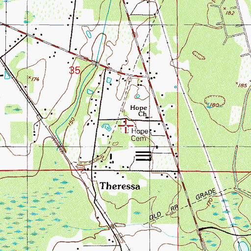 Topographic Map of Hope Baptist Cemetery, FL