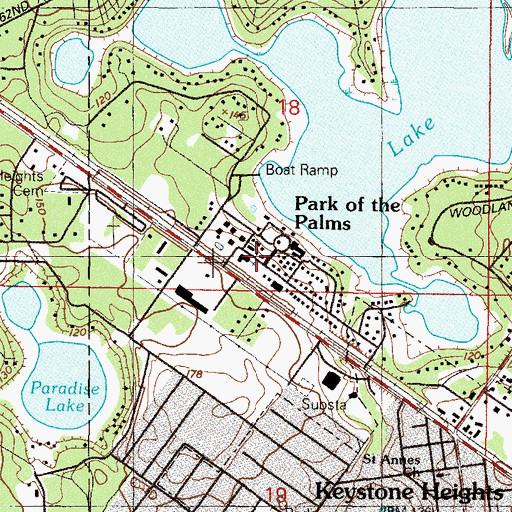 Topographic Map of Park of the Palms Church, FL