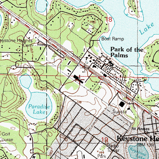 Topographic Map of Keystone Village, FL