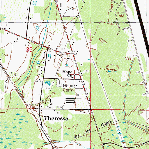 Topographic Map of Hope Baptist Church, FL