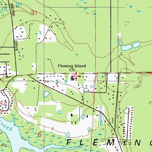 Topographic Map of Fleming Island Baptist Church, FL