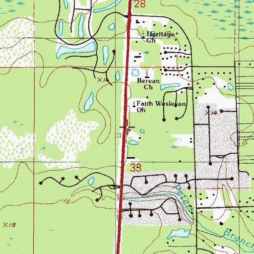 Topographic Map of Faith Wesleyan Church, FL