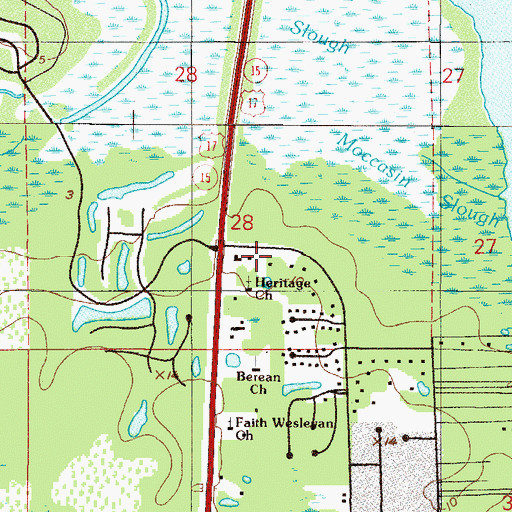 Topographic Map of Heritage Church, FL