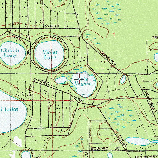 Topographic Map of Lake Virginia, FL