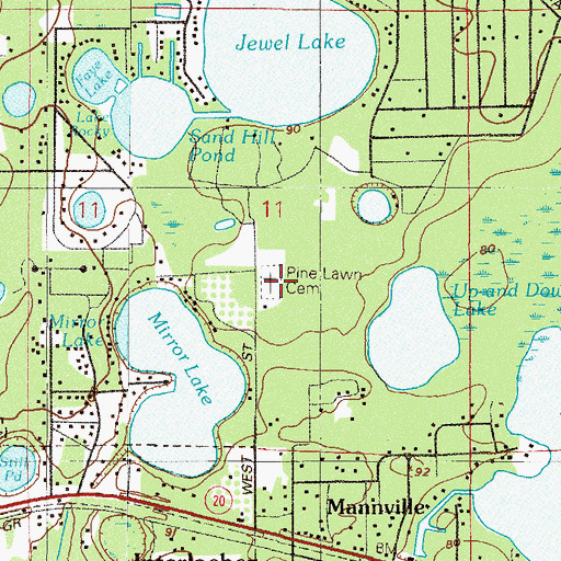 Topographic Map of Pine Lawn Cemetery, FL