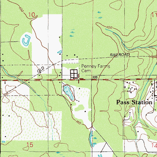 Topographic Map of Penney Farms Cemetery, FL