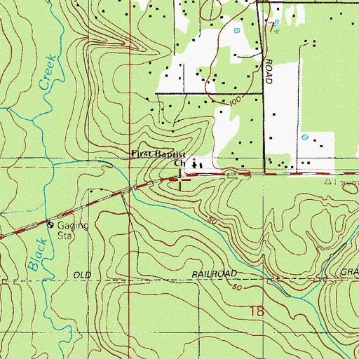 Topographic Map of First Black Creek Baptist Church, FL