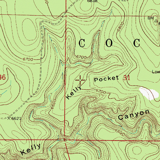 Topographic Map of Kelly Pocket, AZ