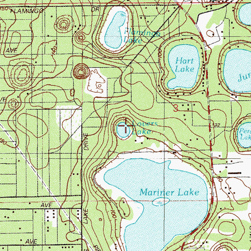 Topographic Map of Lovers Lake, FL