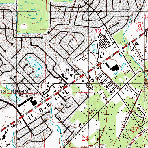Topographic Map of Saint Giles Church, FL