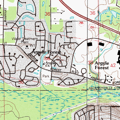 Topographic Map of Argyle Forest, FL