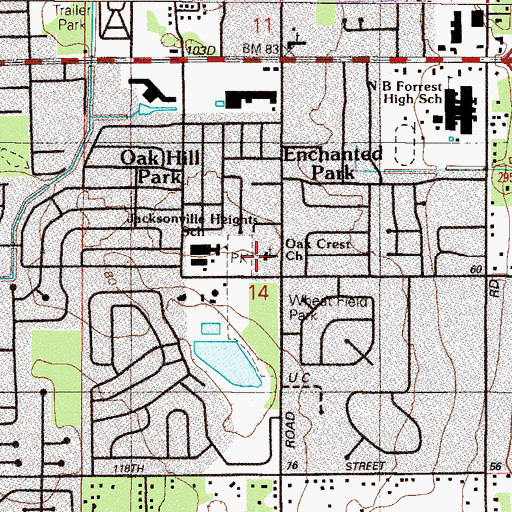 Topographic Map of Wheat Field Park, FL