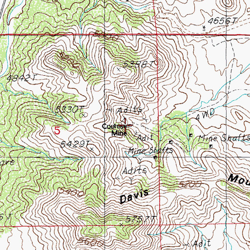 Topographic Map of Cochise Mine, AZ