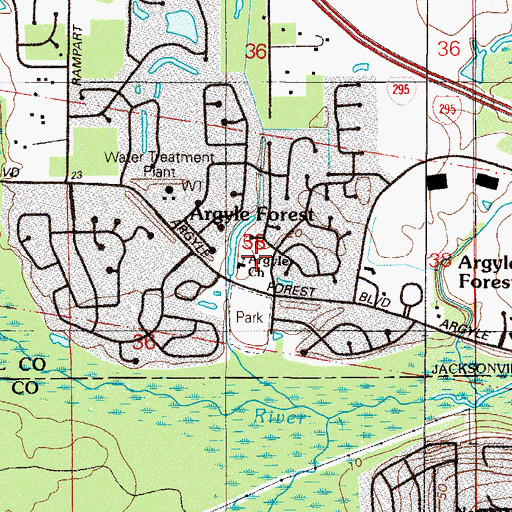 Topographic Map of Oak Grove Park, FL