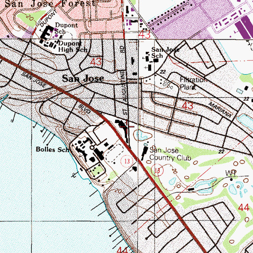 Topographic Map of San Jose Episcopal Church, FL