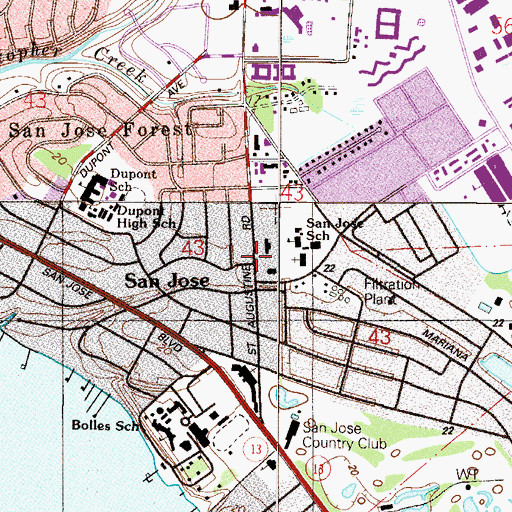 Topographic Map of San Jose Catholic Church, FL