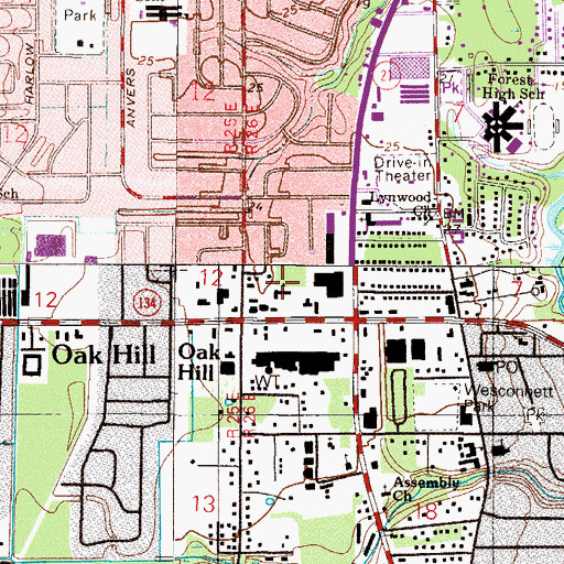 Topographic Map of Saint Andrews Church, FL