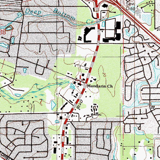 Topographic Map of Mandarin Church, FL