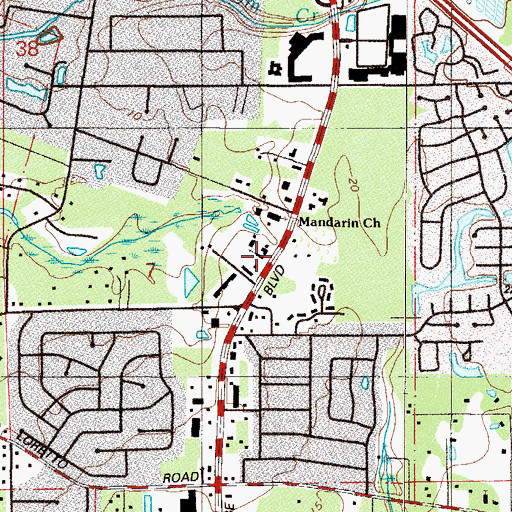 Topographic Map of Mandarin Church, FL