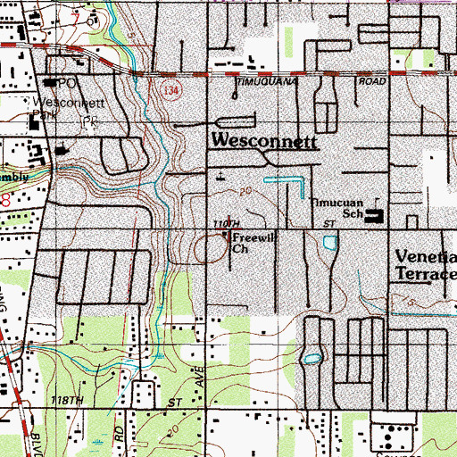 Topographic Map of Free Will Church, FL