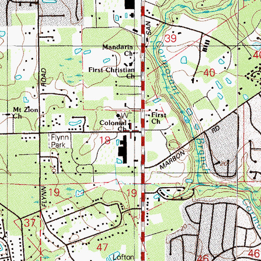 Topographic Map of Colonial Church, FL