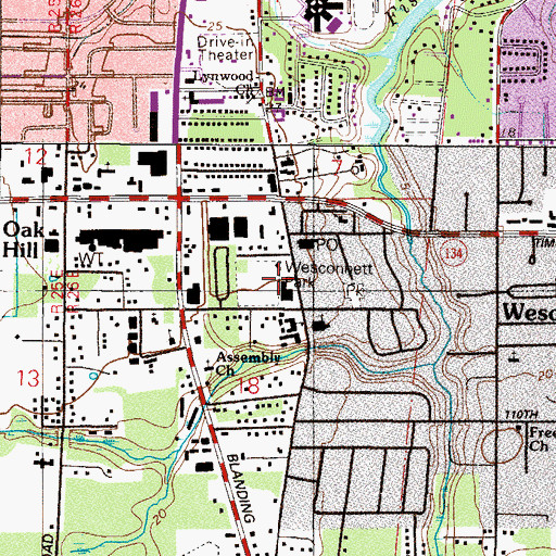Topographic Map of Wesconnett Park, FL