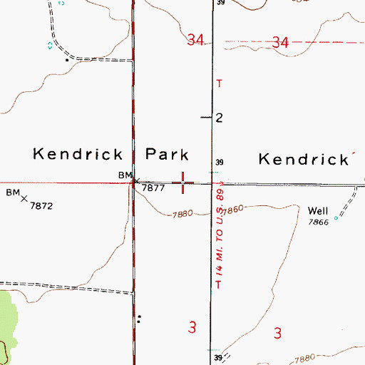 Topographic Map of Kendrick Park, AZ