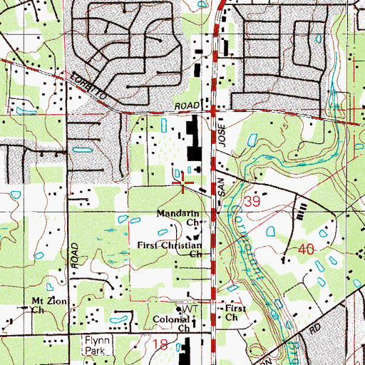 Topographic Map of Mandarin South Shopping Center, FL