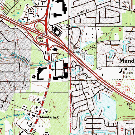 Topographic Map of Mandarin Corners Shopping Center, FL