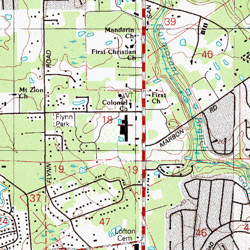 Topographic Map of Mandarin Pointe Shopping Center, FL