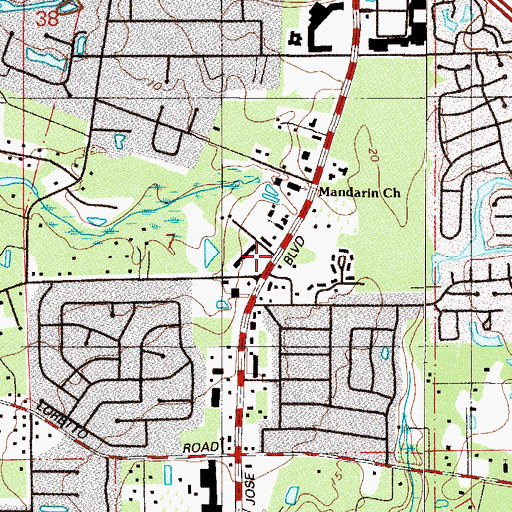 Topographic Map of The Gates, FL