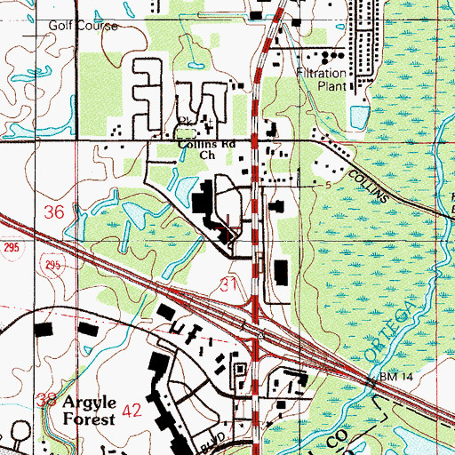 Topographic Map of Crossroads Shopping Center, FL