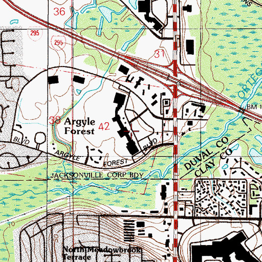Topographic Map of Argyle Village Square, FL