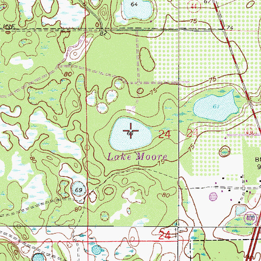 Topographic Map of Lake Moore, FL