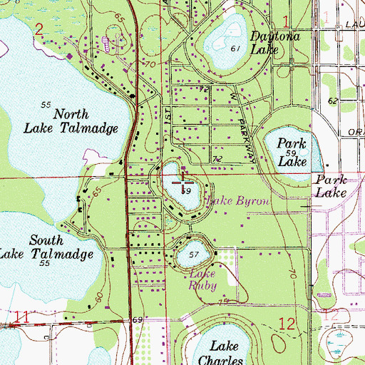 Topographic Map of Lake Byron, FL
