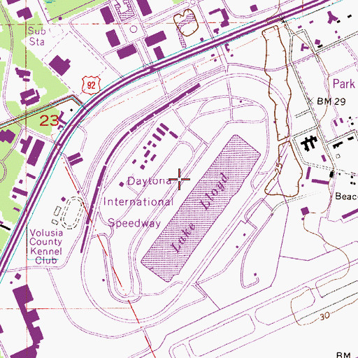 Topographic Map of Daytona International Speedway, FL